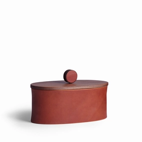 Oval Container Walnut and Chestnut Leathernordic minimalist vase