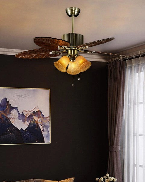 Palm Leaf Ceiling Fan   Chandelier Light