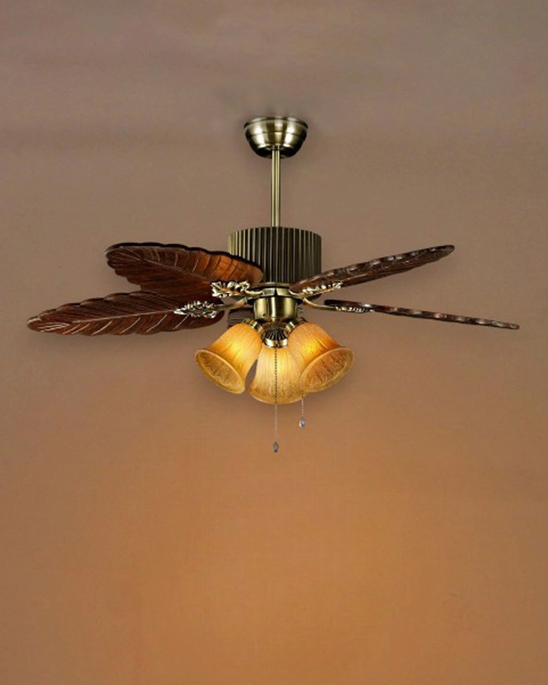 Palm Leaf Ceiling Fan   Chandelier Light