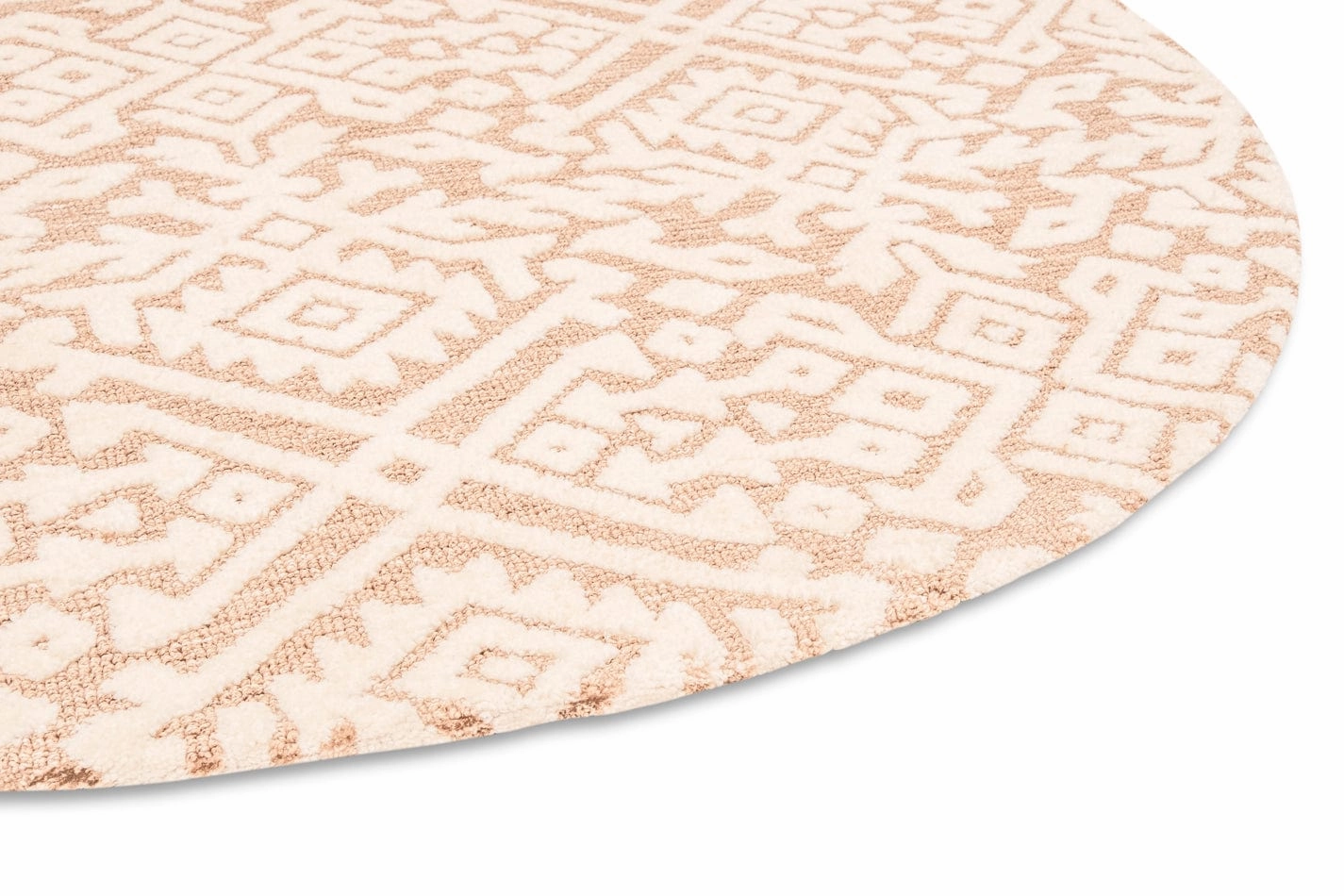 Paloma Peach and Ivory Tribal Patterned Round Rug *NO RETURNS UNLESS FAULTY