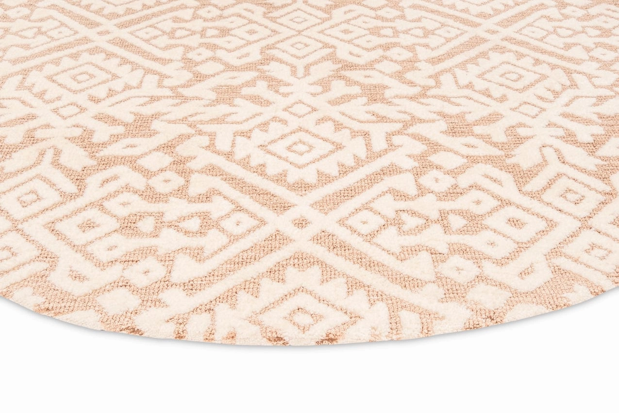 Paloma Peach and Ivory Tribal Patterned Round Rug *NO RETURNS UNLESS FAULTY