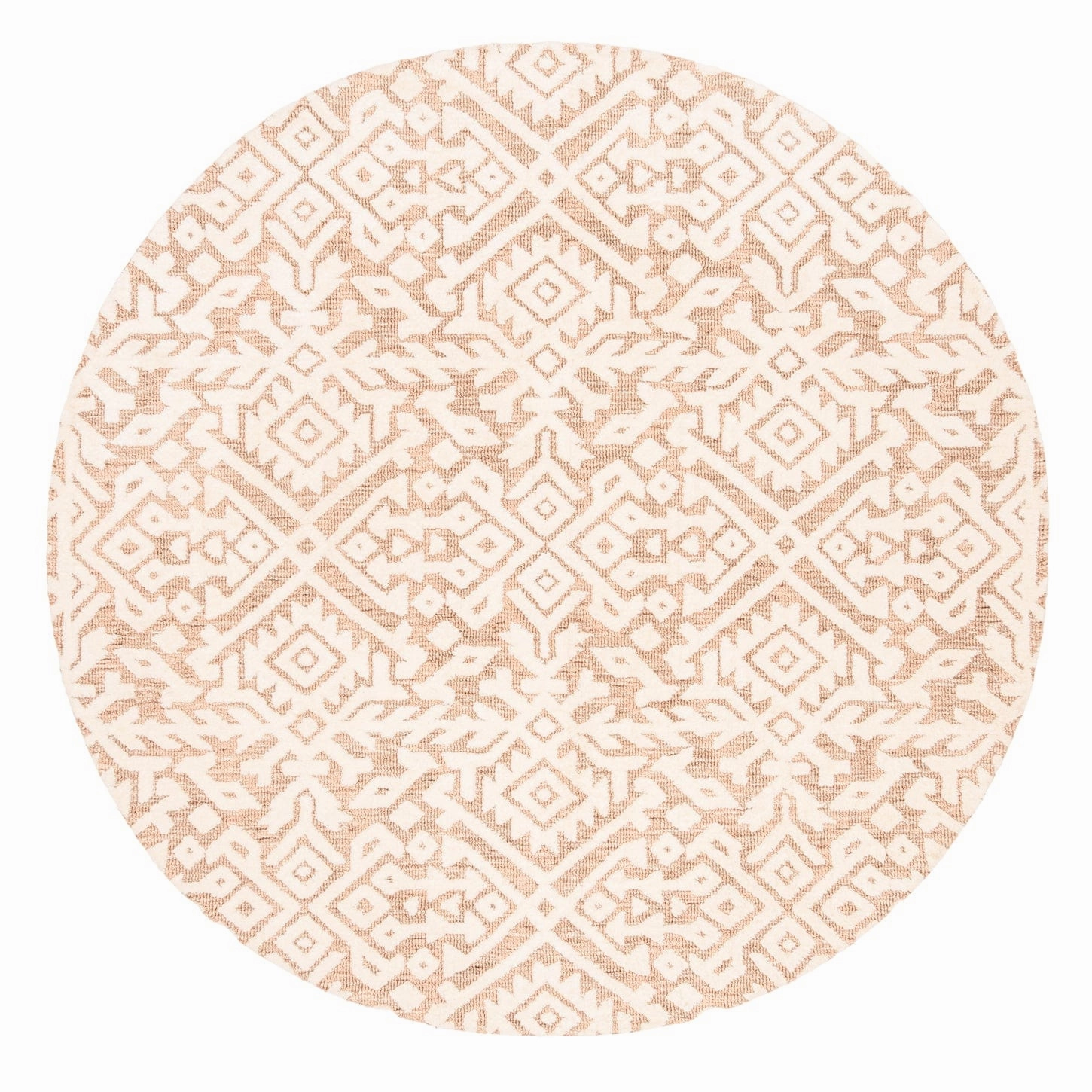 Paloma Peach and Ivory Tribal Patterned Round Rug *NO RETURNS UNLESS FAULTYmodern color block patchwork rug