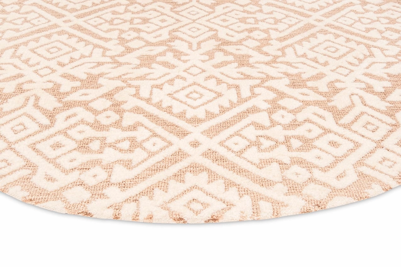 Paloma Peach and Ivory Tribal Patterned Round Rug *NO RETURNS UNLESS FAULTY