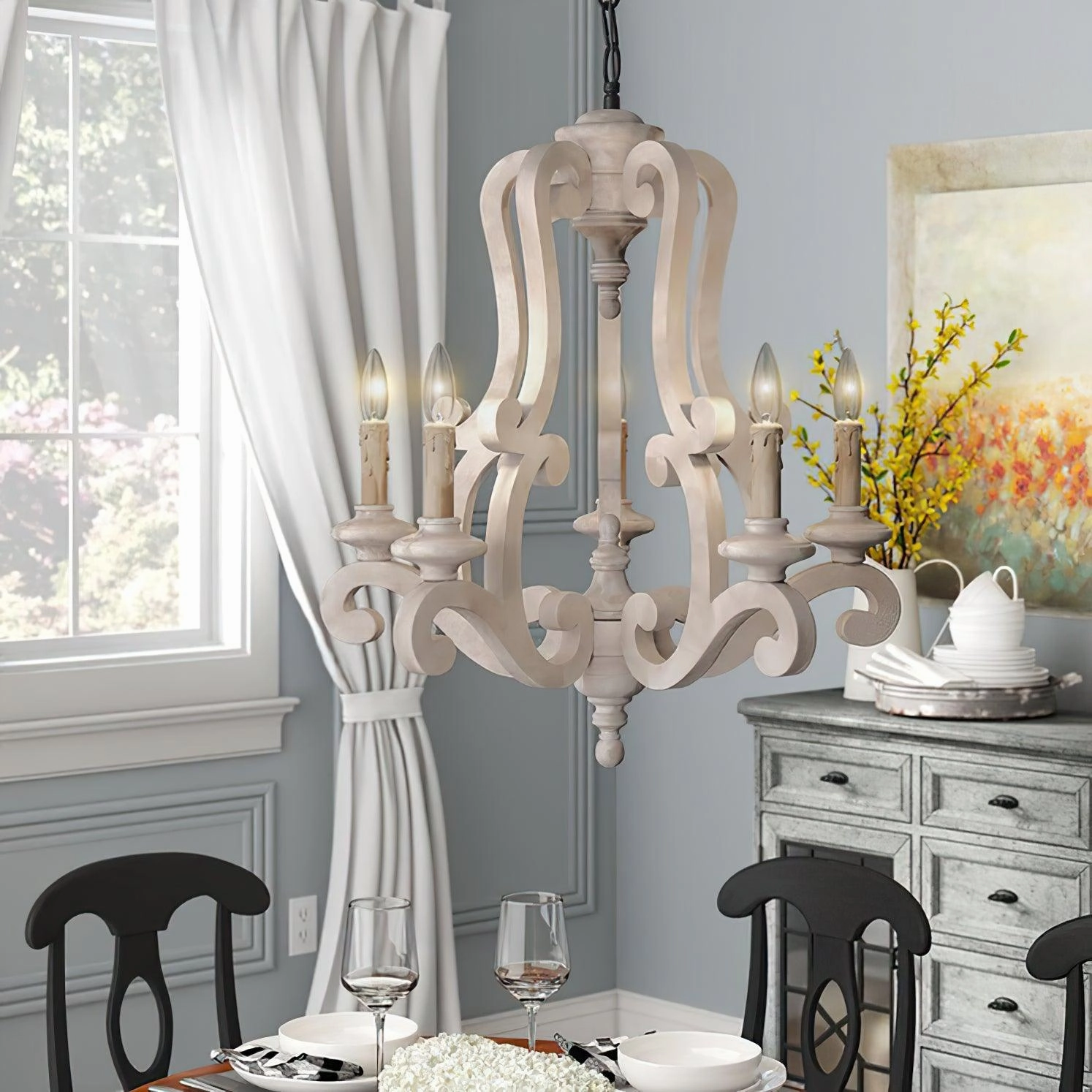 Parrotuncle Wooden Candle Chandelier