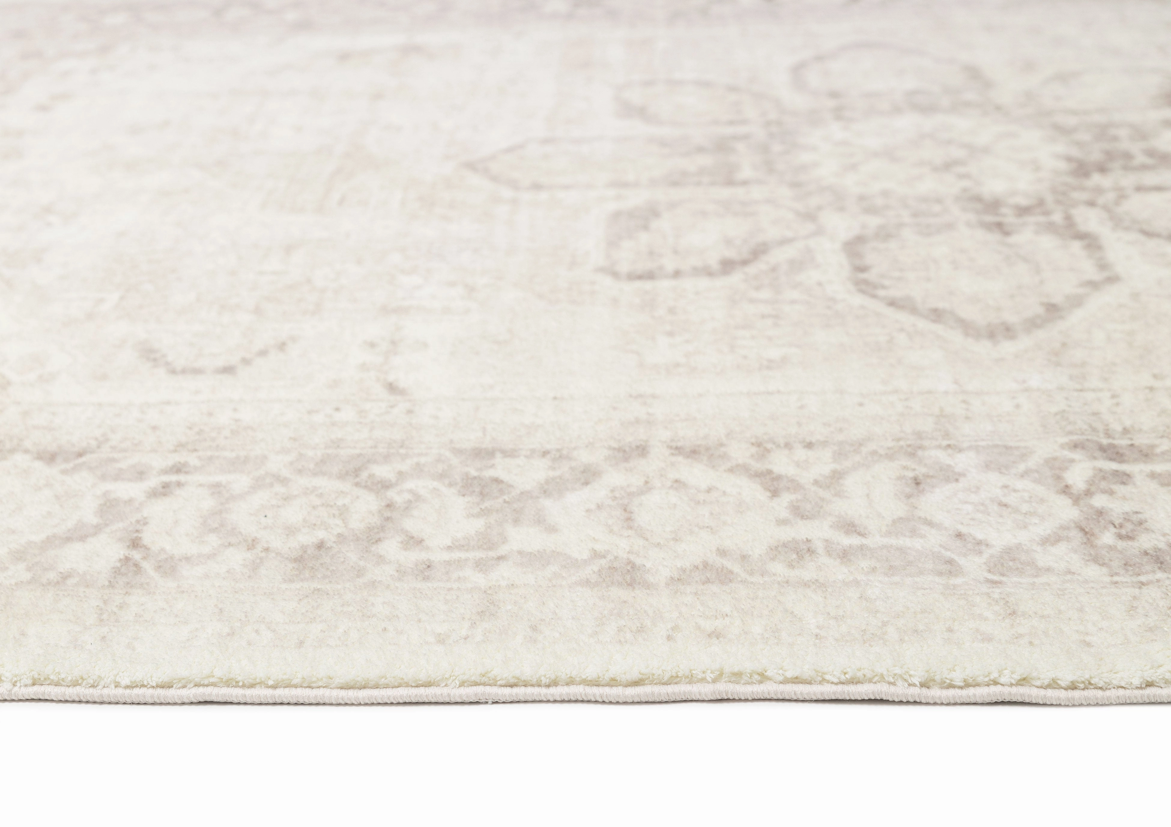 Patina Cream and Beige Distressed Washable Rug