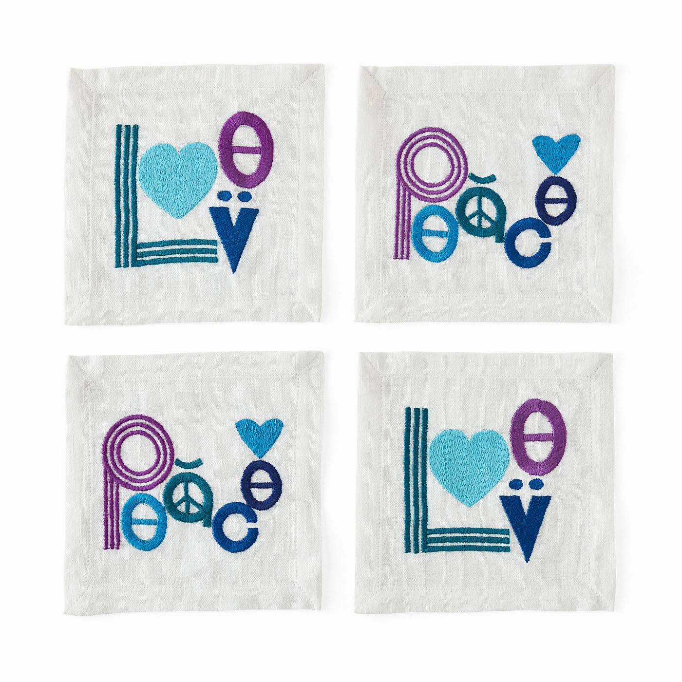 Peace & Love Cocktail Napkinsmodern kitchen decor ,kitchen dinner set ,dinnerware 
