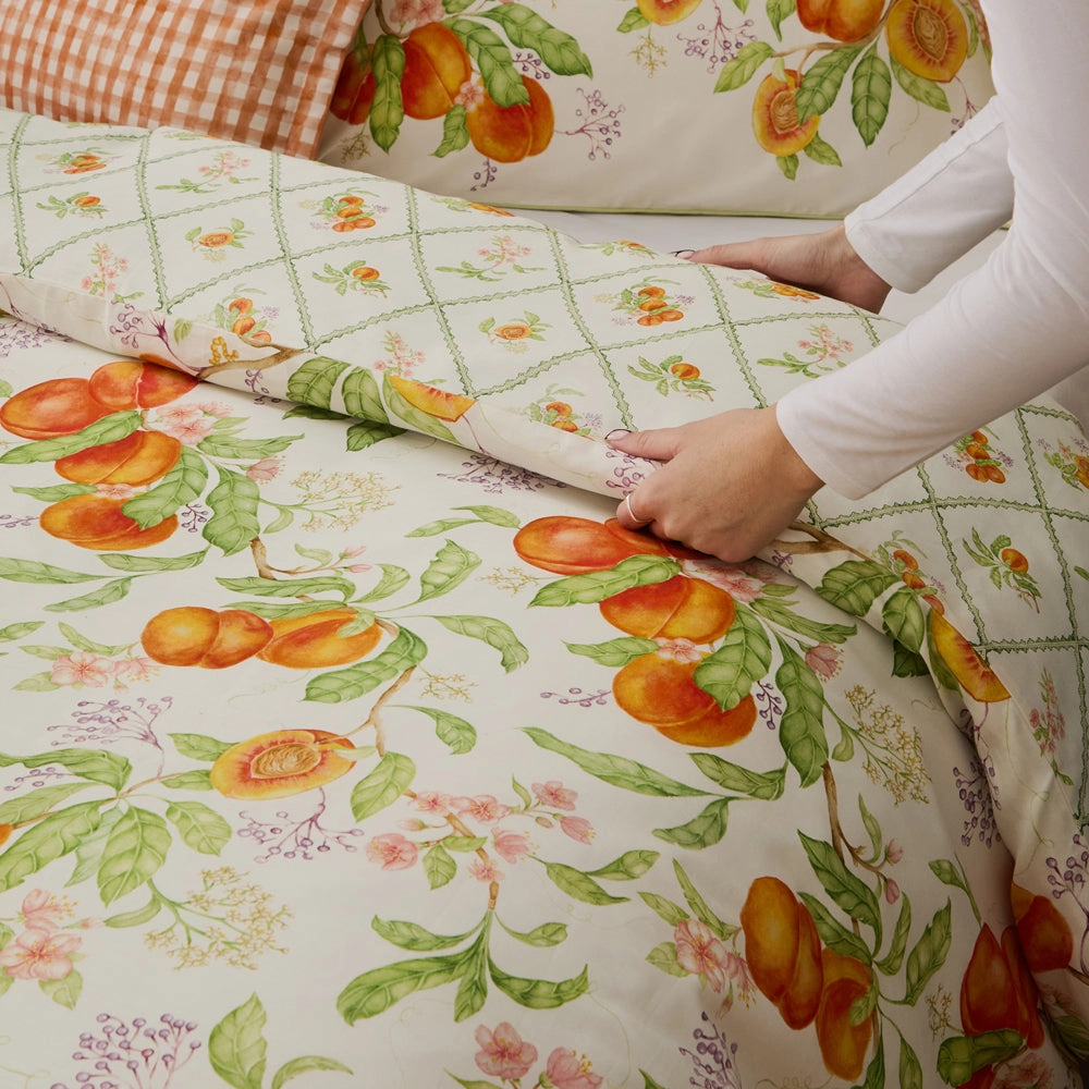 Peach Harvest Printed Duvet Cover Set Orange