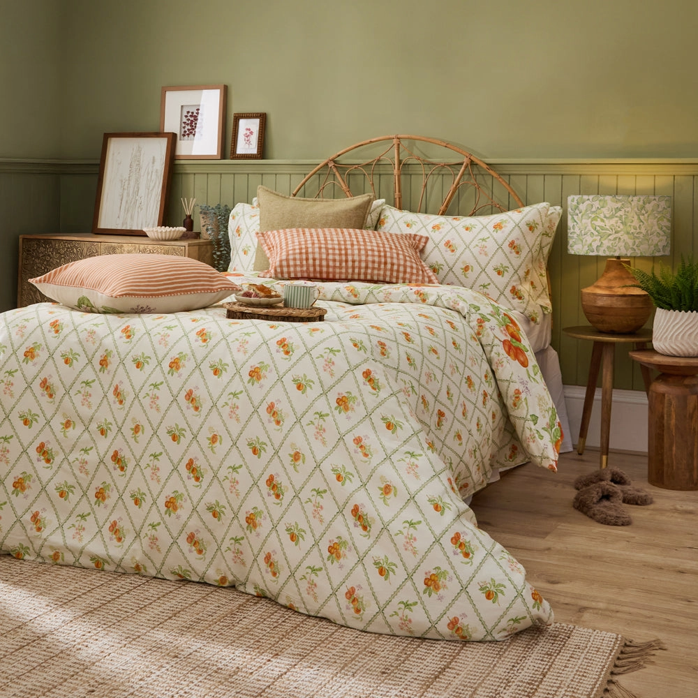 Peach Harvest Printed Duvet Cover Set Orange