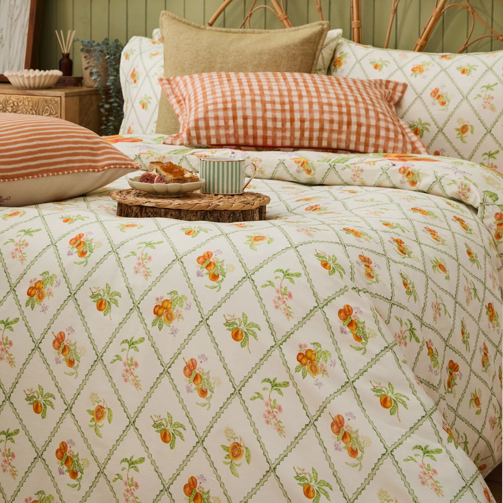 Peach Harvest Printed Duvet Cover Set Orange