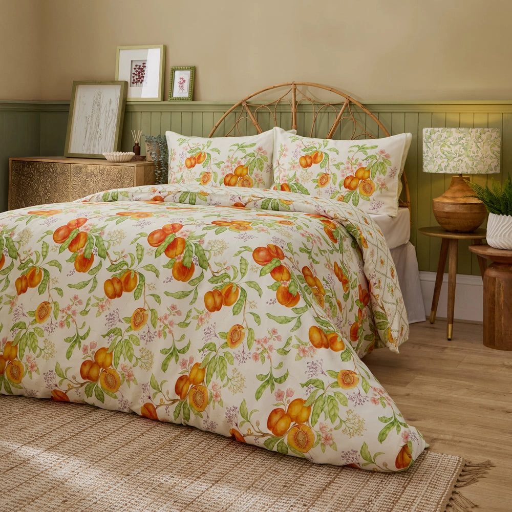 Peach Harvest Printed Duvet Cover Set Orange
