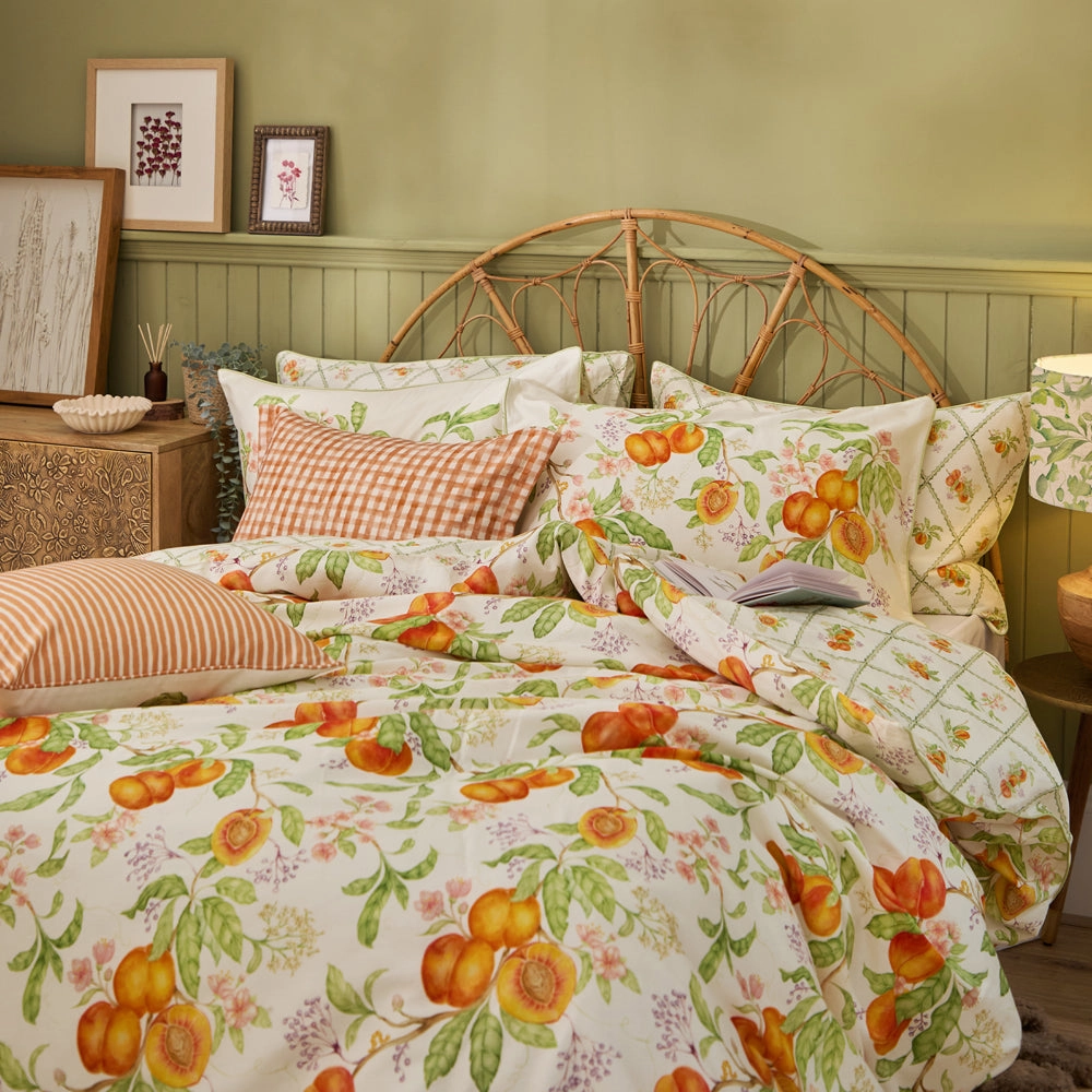 Peach Harvest Printed Duvet Cover Set Orange