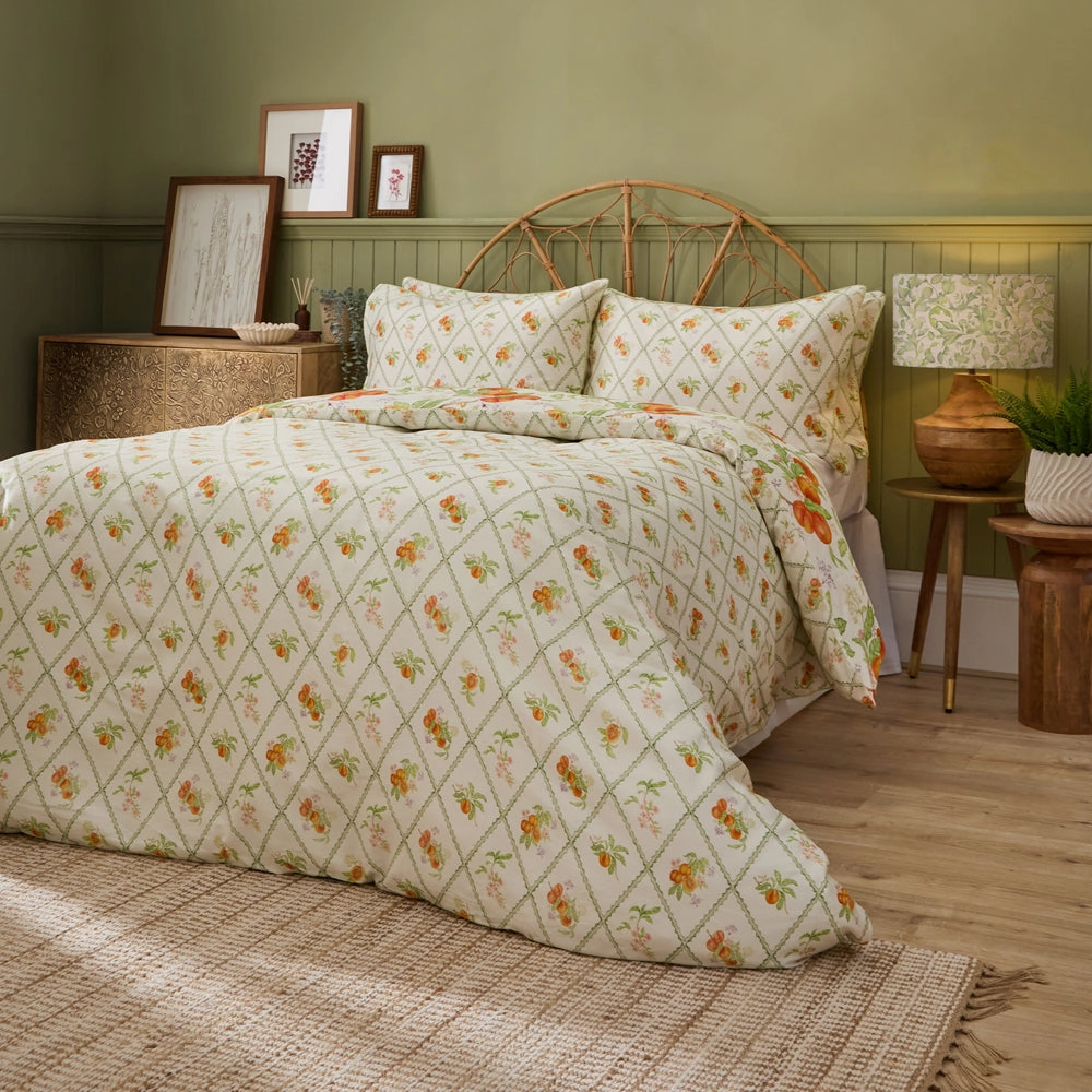 Peach Harvest Printed Duvet Cover Set Orange