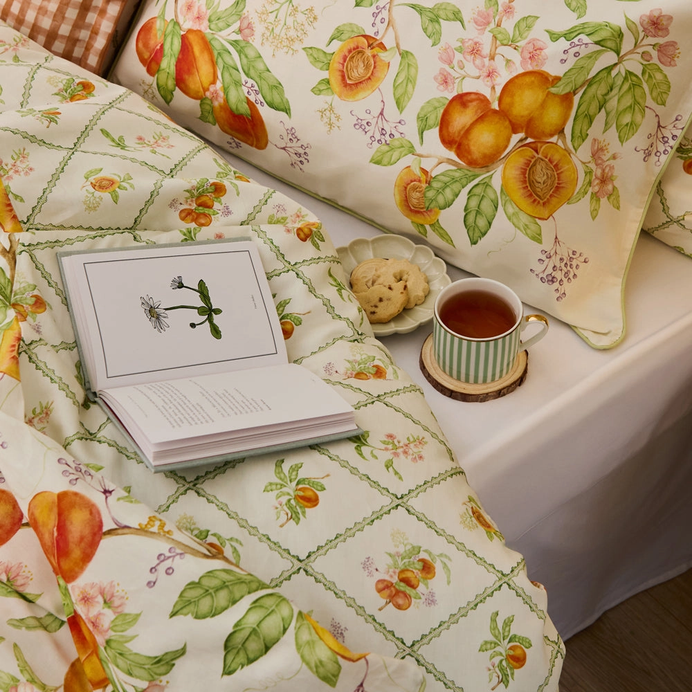 Peach Harvest Printed Duvet Cover Set Orange