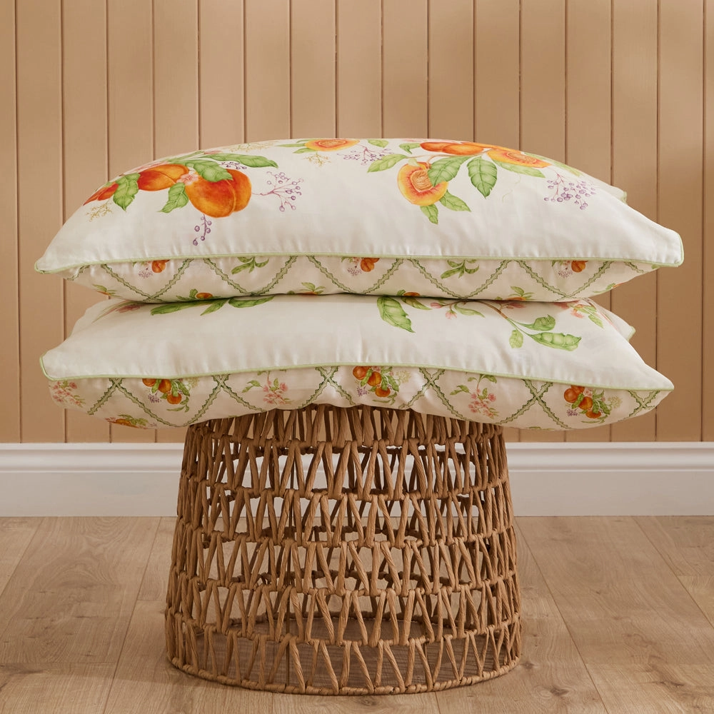 Peach Harvest Printed Piped Pillowcase Pair Orangebedding sets ,throw blankets 