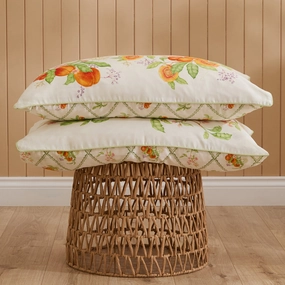 Peach Harvest Printed Piped Pillowcase Pair Orangebedding sets ,throw blankets 