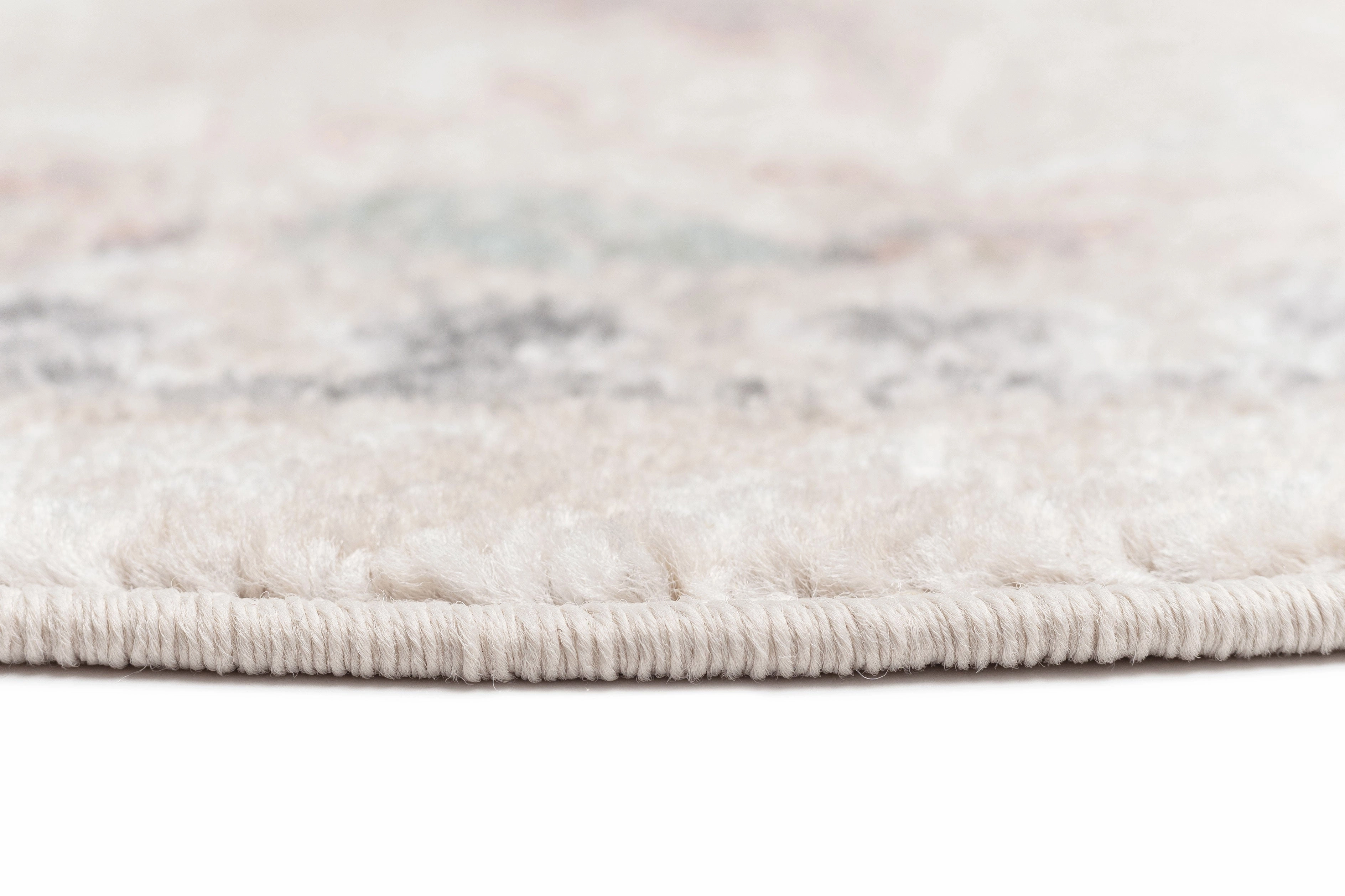 Pebblebrook Cream and Pink Traditional Round Rug