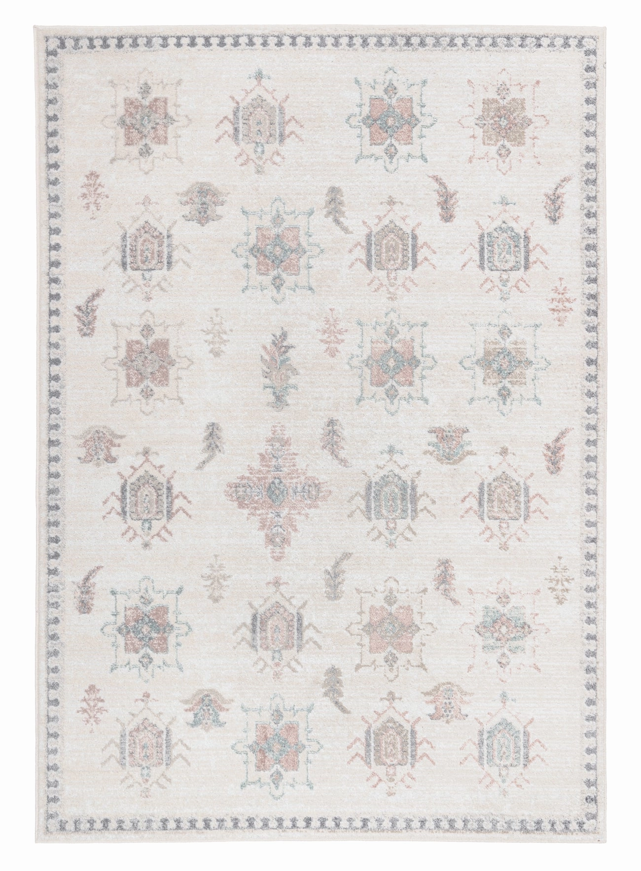 Pebblebrook Cream and Pink Traditional Rugmodern color block patchwork rug