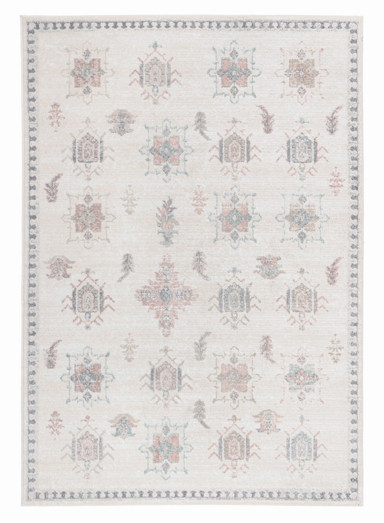 Pebblebrook Cream and Pink Traditional Rugmodern color block patchwork rug