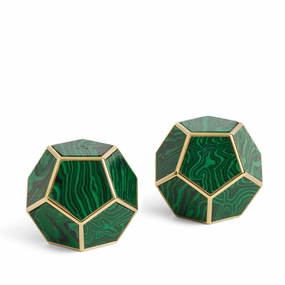Pentagon Spice Jewels - Malachite   24k Gold (Set of 2)nordic style desktop ornaments