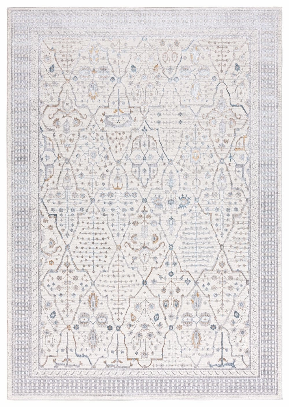 Pheobe Grey Cream And Blue Lustrous Traditional Rug *NO RETURNS UNLESS FAULTYmodern color block patchwork rug