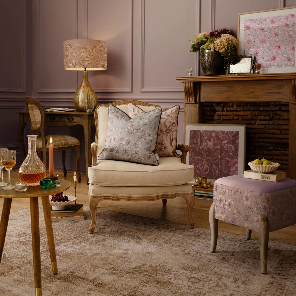 Philipa Printed Piped Cushion Viola