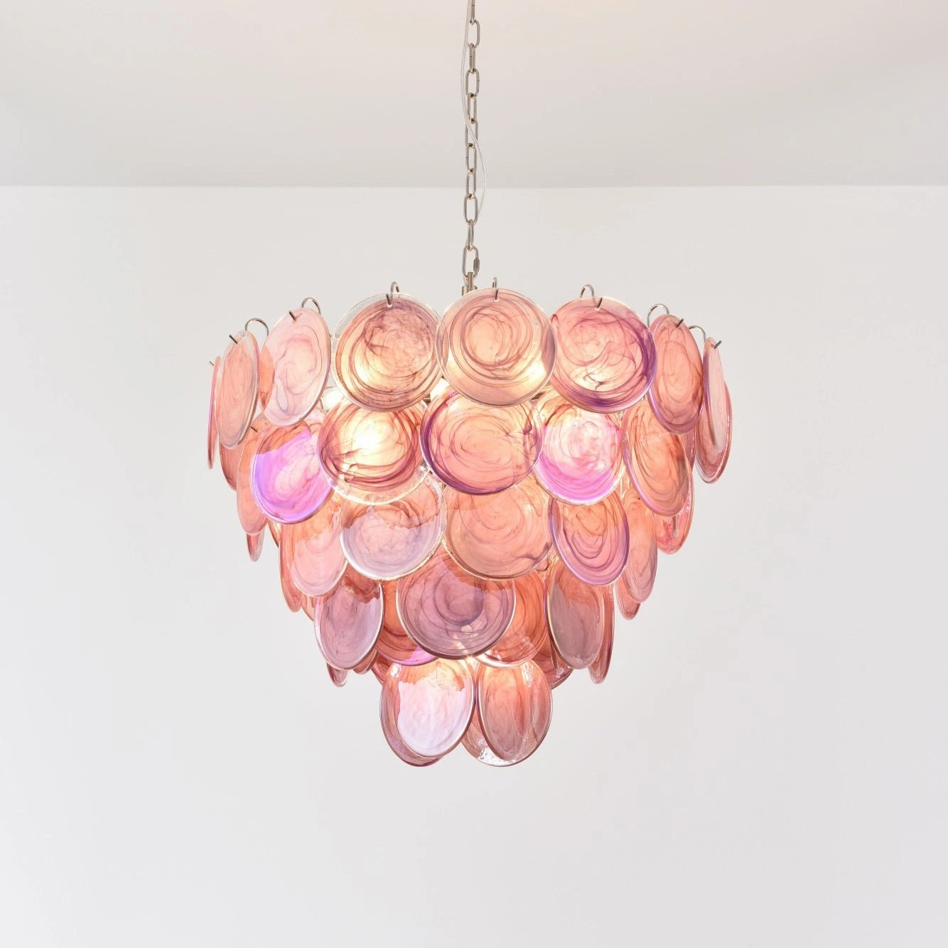Pink Murano Disc Chandelier
