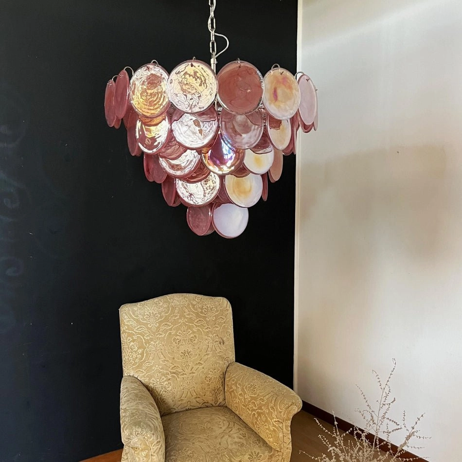 Pink Murano Disc Chandelier