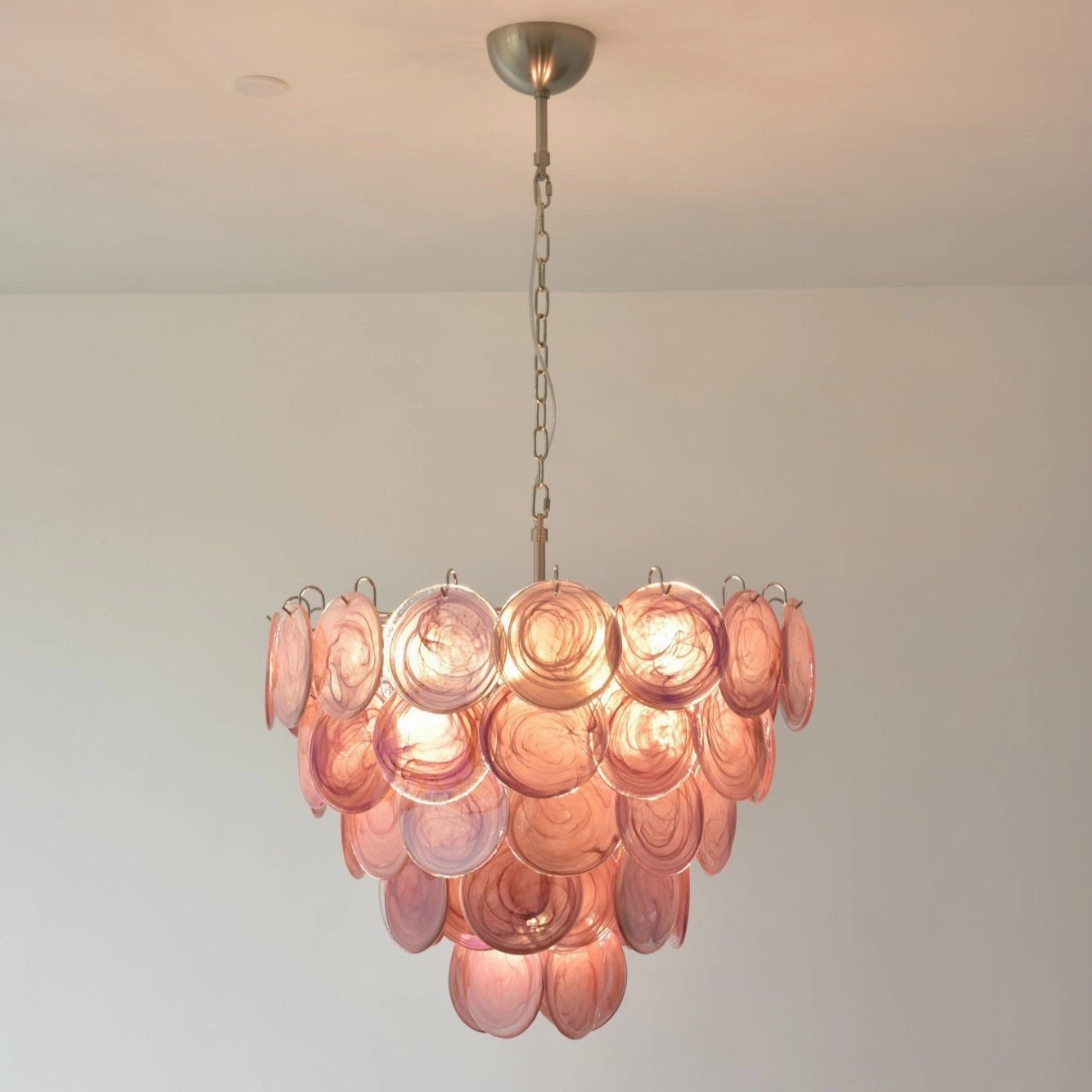 Pink Murano Disc Chandelier