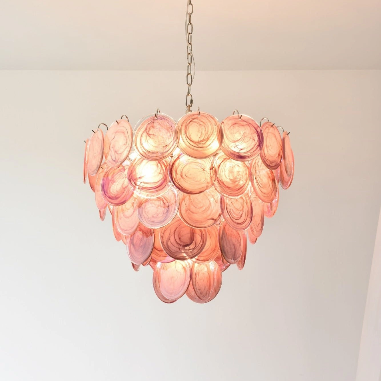 Pink Murano Disc Chandelier