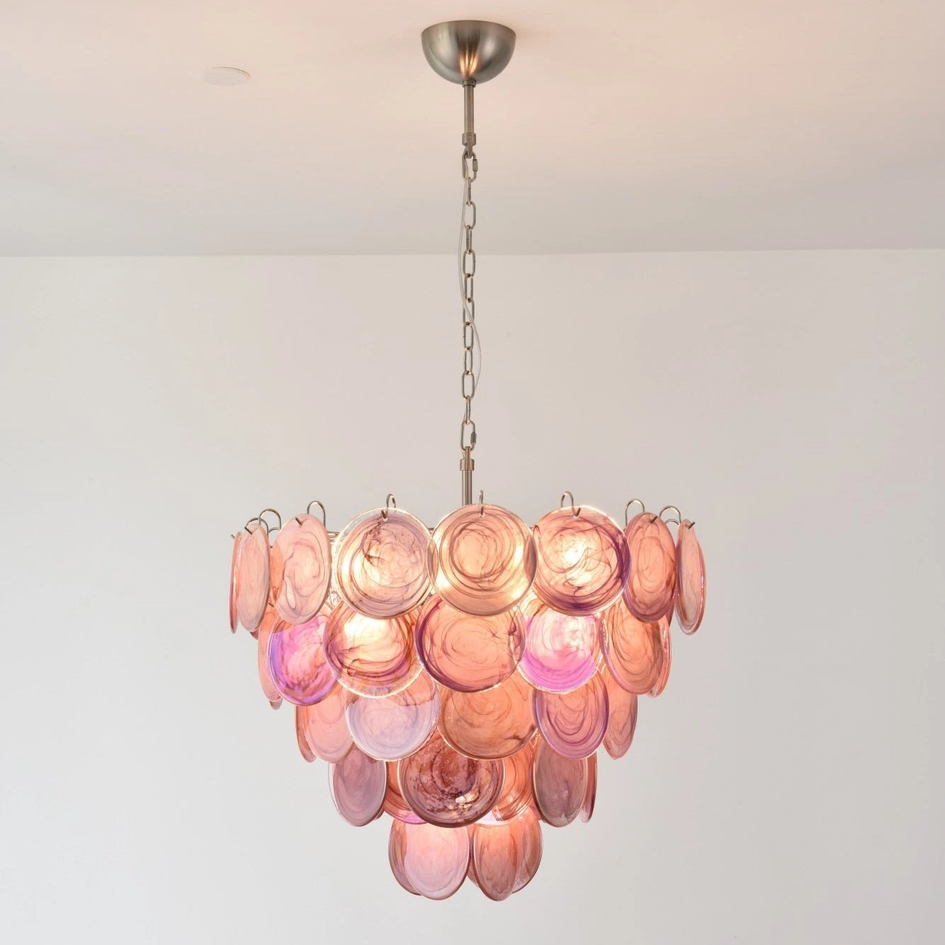 Pink Murano Disc Chandelier