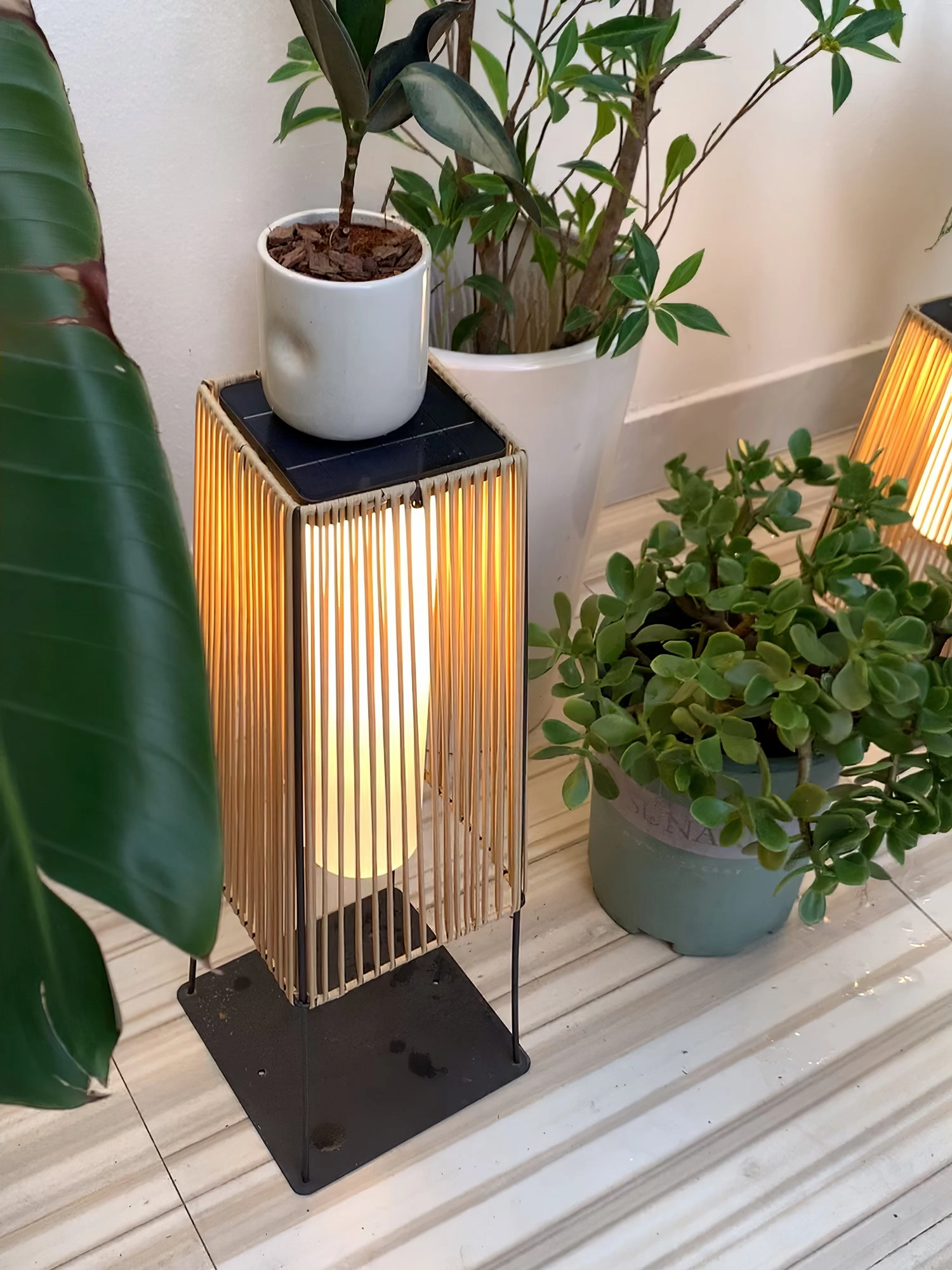 Plastic Rattan Outdoor Post Light