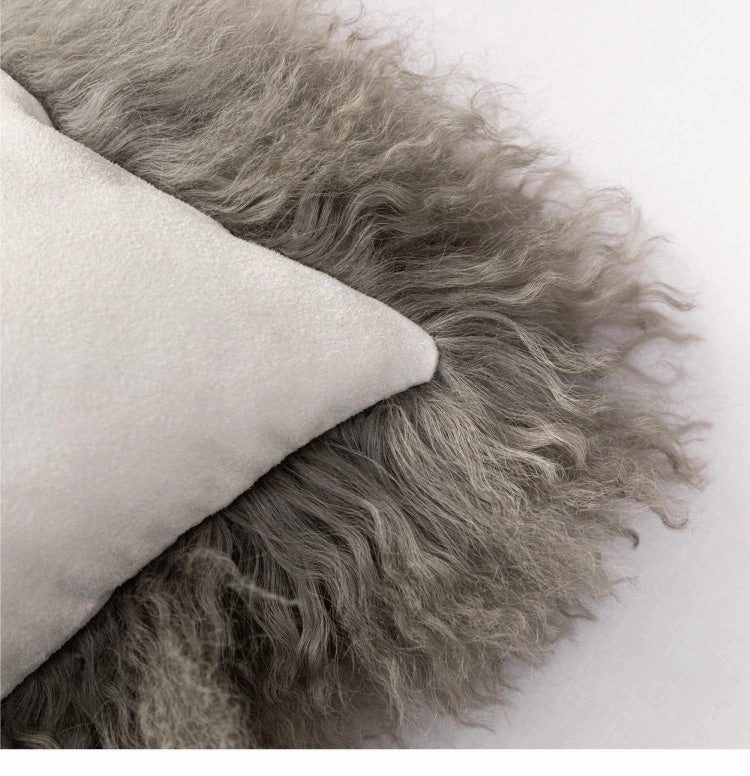 Plush Tibetan Wool Sheepskin Throw Cushion