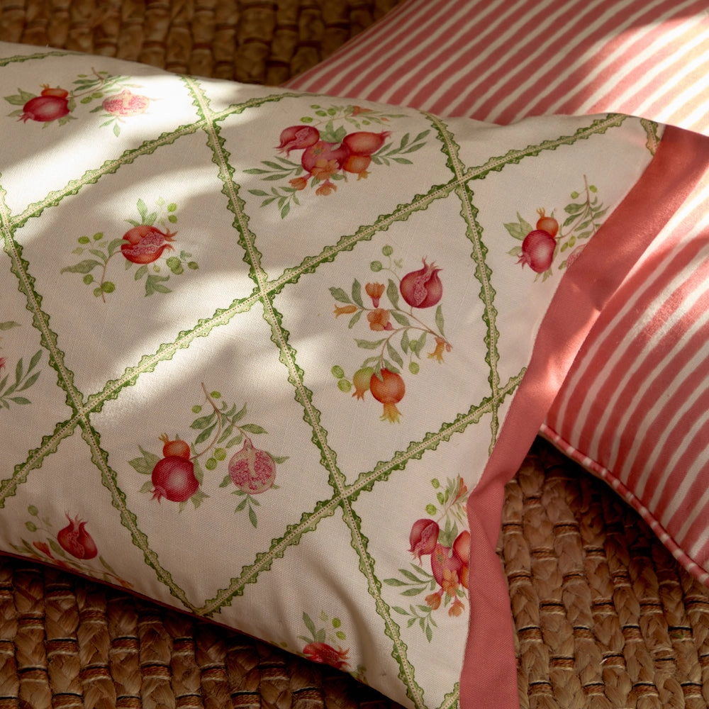 Pomegranate Trellis Printed Outdoor Cushion Red