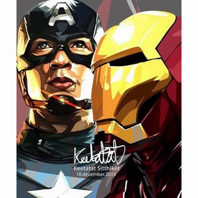 Pop Art Poster Wall Decoration Drawing Marvel Captain America Vs Ironman Marvelmodern abstract painting decor