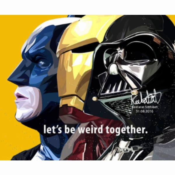 Pop Art Wall Decoration Drawing (Batman&Ironmam&Darthvader Let's Be Weird) DC Marvel Star Warsmodern abstract painting decor