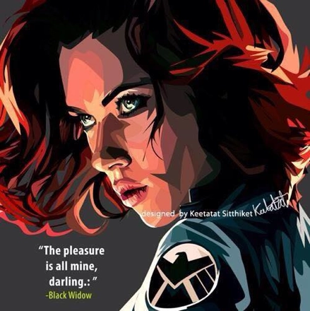 Pop Art Wall Decoration Drawing (Black Widow)modern abstract painting decor