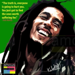 Pop Art Wall Decoration Drawing (Bob Marley - Green) modern abstract painting decor