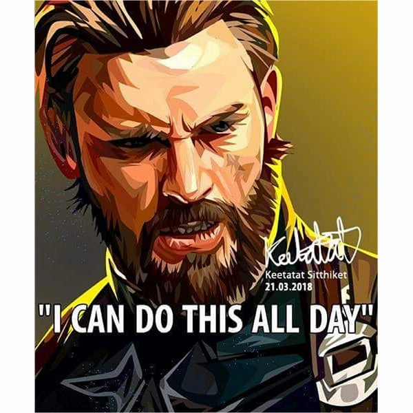 Pop Art Wall Decoration Drawing (Captain America - I can do this all day)modern abstract painting decor