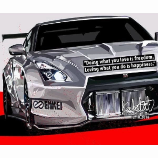Pop Art Wall Decoration Drawing (Car - GTR White) (Enkei) modern abstract painting decor