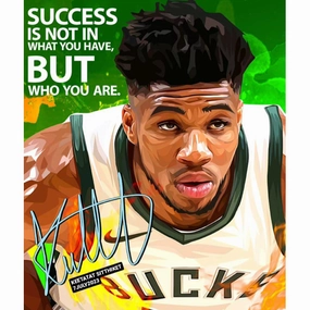 Pop Art Wall Decoration Drawing (Giannis Antetokounmpo - Success is not in what you have but who you are) modern abstract painting decor