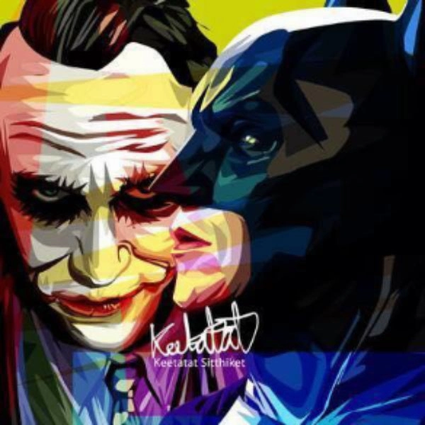 Pop Art Wall Decoration Drawing (Joker VS Batman) DCmodern abstract painting decor