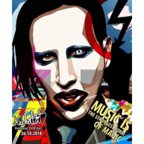Pop Art Wall Decoration Drawing (Marilyn Manson - Music is the strongest form of magic) modern abstract painting decor