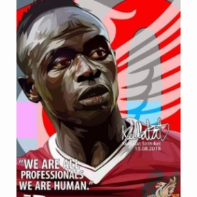 Pop Art Wall Decoration Drawing (Sadio Mane - We are all Professionals We are Human) modern abstract painting decor
