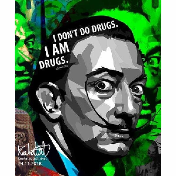 Pop Art Wall Decoration Drawing (Salvador Dali - I don't do drugs. I am drugs.)modern abstract painting decor