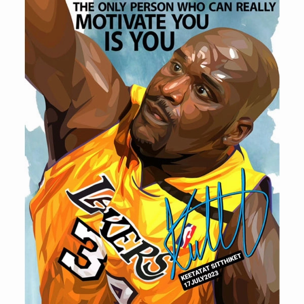 Pop Art Wall Decoration Drawing (Shaquille O'Neal - The only person who can really motivate you is you) modern abstract painting decor