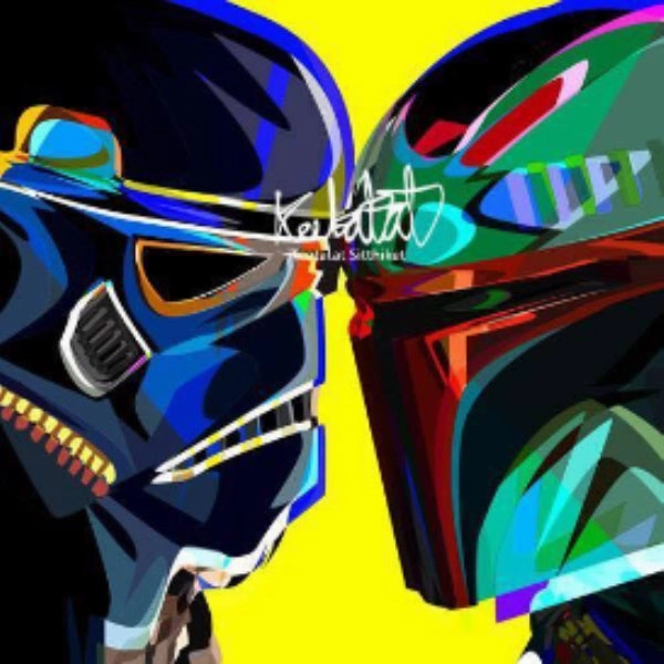 Pop Art Wall Decoration Drawing (Stormstrooper VS Boba Fett)  modern abstract painting decor