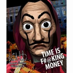 Pop Art Wall Decoration Drawing (Time is F#@king money) Money Heist modern abstract painting decor