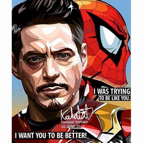 Pop Art Wall Decoration Drawing (Tony Stark & Spiderman - I was trying to be like you) Marvelmodern abstract painting decor