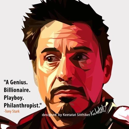 Pop Art Wall Decoration Drawing (Tony Stark Genius)modern abstract painting decor