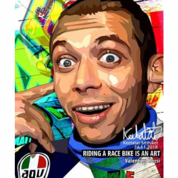 Pop Art Wall Decoration Drawing (Valentino Rossi - Riding a race bike is an art) modern abstract painting decor